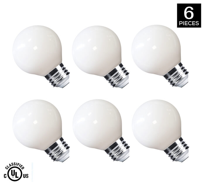 LED Light Bulbs 40 Watt Replacement, G16.5 3.5W Energy Saving LED Bulb, E26 Socket, Warm White Globe Light Bulb (2700K) for Mirror Pack of 6